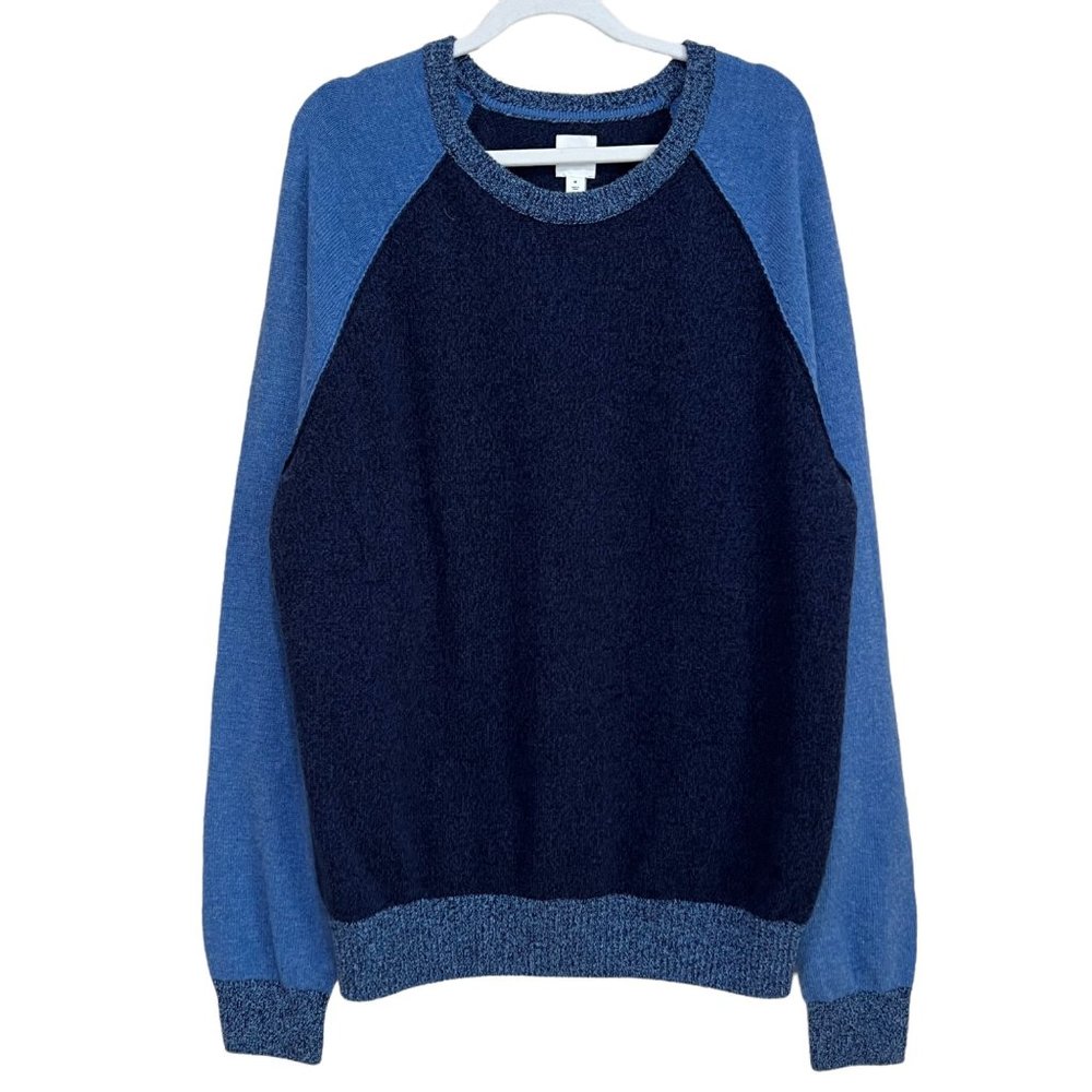 Gap Men’s Crew Neck Sweater Wool Blend Navy Blue Heather Medium